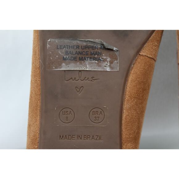 Lulus Emmy Cognac Suede Pointed Toe Loafer Flats Womens 8 BR 37 - Picture 4 of 10